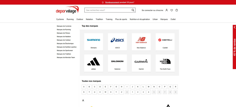 Marques de sport sur Deporvillage